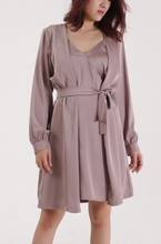 Load image into Gallery viewer, Beige Satin Dress and Robe