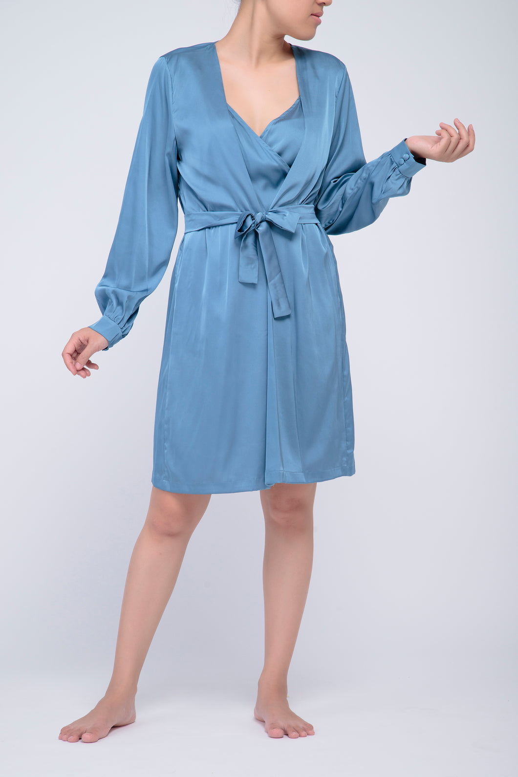 Blue Whale Satin Dress and Robe